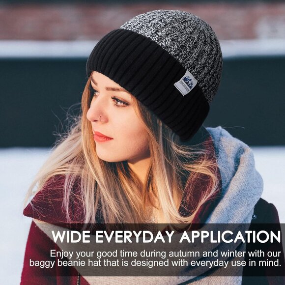 Mens Fleece Lined Winter Knit Beanie Hat Warm Soft Snug Fit for Cold Weather - Picture 4 of 6